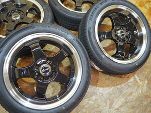 ★ツライチ★165/55R15 5.5J+45 4H100 新品 人気 逆ゾリ 深リム 1台分 N-BOX ALTO ワゴンR DAYS TANTO WAKE MOVE MIRA カスタム ブラック