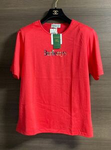 新品未使用　バーバリー　刺繍ロゴ　UVケア加工　赤色　綿　半袖　Tシャツ　M