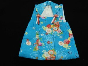 inagoya★超かわいい着物★【被布コート単品】3歳 女の子 青系 着用可 新品 七五三 x6380nq