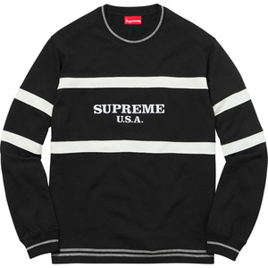 希少★新品本物【黒★Lサイズ】★Center Stripe Crewneck　センターストライプ クルーネック 正規店購入 極少品 限定 Supreme 2016AW