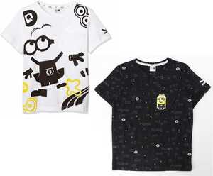 プーマ ミニオンズ コラボ キッズ 半袖Tシャツ 2枚セット 128 ホワイト ブラック 白 黒 Minions 子供用 男女兼用 ジュニア 送料370円