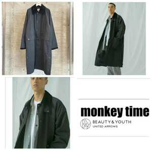 【未使用/衿コーデュロイ/Barbour顔コート/オーバーサイズ】monkey timeワッシャーナイロンハンティングオーバーサイズステンカラーコート