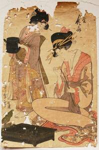 ◆浮世絵『 喜多川歌麿 花翁 美人図 』江戸時代 彩色木版画 中国唐物唐画