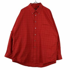 USA製 BURBERRY バーバリー チェック長袖シャツ 片ポケット レッド (メンズ XL) 中古 古着 O3165