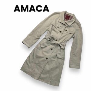 AMACA アマカ　トレンチコート　ベルト付き　ベージュ　サイズ40