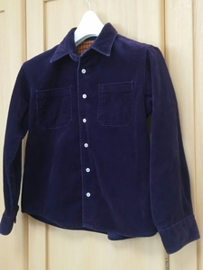 英国 Mothercare UK6-7 マザーケア 上質ビロード コットン 長袖シャツ 濃紫 120サイズ相当 送料無料