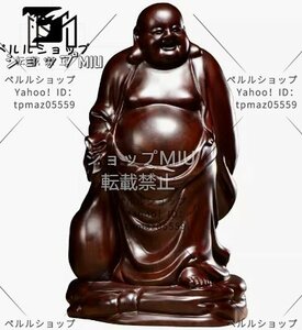新入荷☆純手づくり彫刻 黒檀木 木彫り弥勒仏像の置物