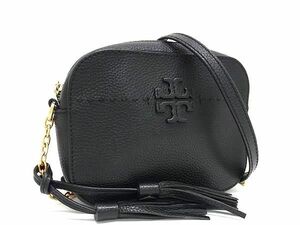 1円 ■美品■ TORY BURCH トリーバーチ マックグロー レザー タッセル クロスボディ ショルダーバッグ レディース ブラック系 AW7178