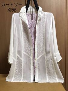 [新品] 激安・在庫処分　M レディースブラウス　ミセスブラウス　婦人ジャケット　8分袖　トリアセテート素材　日本製素材　白色
