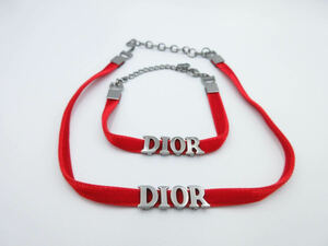 【美品】2点set★綺麗 Christian Dior ネックレス ブレスレット ロゴ クリスチャン ディオール ヴィンテージ アクセサリー G13