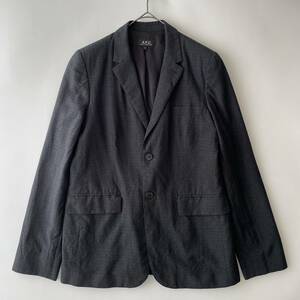 【フランス製】A.P.C. size/M (ie) アーペーセー リップストップ テーラードジャケット ウールアウター グレー 無地 2ボタン FRANCE jacket