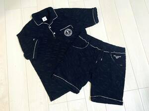 【人気モデル】MARK&LONA マークアンドロナ セットアップ オープンカラーシャツ シャツ ショートパンツ ゴルフ メンズ 黒 50 XL