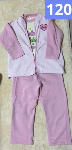 女の子　パジャマ　3点セット　120サイズ　汚れ、ダメージあり　ピンク