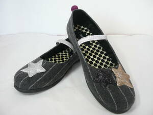 有名ブランド(*^^)v UNICA Ballet shoes Dot Star ユニカ ドットスター バレエシューズ 子供用 24cm 可愛い 清楚 オシャレ グレー 極美品