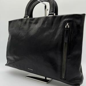 Paul Smith ポールスミス ビジネスバッグ ブリーフケース ハンドバッグ オールレザー ブラック 黒　通勤 通学 ２層　A4 ロゴ金具