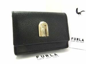 ■新品■未使用■ FURLA フルラ レザー 三つ折り 財布 ミニウォレット レディース ブラック系 BG1616
