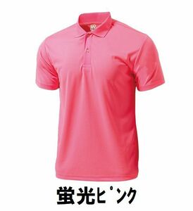 新品 スポーツ 半袖 ポロ シャツ 蛍光ピンク Lサイズ 子供 大人 男性 女性 wundou ウンドウ 335 送料無料