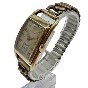 1円 ハミルトン アールデコ スクエア スモセコ 白文字盤 K14GF 社外ベルト 腕時計