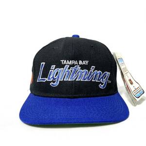 ■ 未使用 デッドストック ビンテージ 韓国製 NHL Lightning ライトニング 刺繍ロゴ スナップバック キャップ アメフト 観戦 ONE SIZE ■