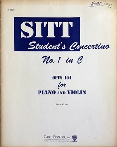 ジット 学生協奏曲 第1番 ハ長調 作品104 (ヴァイオリン＋ピアノ) 輸入楽譜 Sitt Student