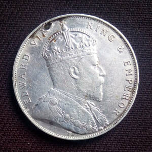 アンティーク銀貨、イギリス領 海峡植民地 エドワード7世 1907年 壹圓銀貨