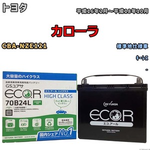 国産 バッテリー GSユアサ ECO.R HIGH CLASS トヨタ カローラ CBA-NZE121 平成16年2月～平成18年10月 EC70B24LHC