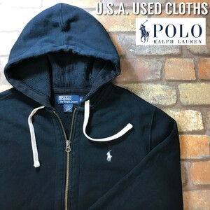 ★USA直輸入★正規品★【Polo by Ralph Lauren ラルフローレン】ヘビーウェイト 脇リブ フルジップパーカー スウェット[海外 M]黒 K3-119