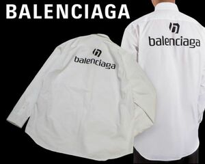 国内正規品 BALENCIAGA Sponsor Logo Shirt 642291 TYB18 バレンシアガ オーバーサイズ スポンサーロゴシャツ ボタンダウン 白40 JK-5