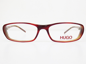 ∞【デッドストック】HUGO BOSS ヒューゴボス 眼鏡 メガネフレーム HG15416 53[]16-140 セル フルリム レッド ブラウン 日本製 □H8