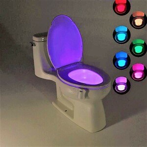 送料無料！人感センサー 8色のLED ライト 照明がトイレや廊下や寝室にも 便座 防水 ウオシュレット
