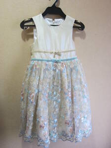 美品 Shirley Temple 120cm 花刺繍 チュール ドレス ワンピース シャーリーテンプル 1845617 結婚式 衣装 パーティー 女の子 キッズ タ1348