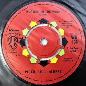 T-553 美盤 UK盤 Peter, Paul And Mary ピーター・ポール&マリー Blowin