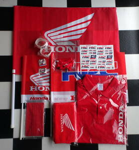 MotoGP日本GP Honda応援席特典グッズ ポロシャツ(Lサイズ)+マフラータオル+マスク+応援フラッグ+ステッカー等 ホンダグッズ計13点セット