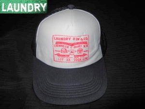 激安 即決！ LAUNDRY ランドリー パロディ デカロゴ メッシュキャップ 紺 帽子 パロディーロゴ