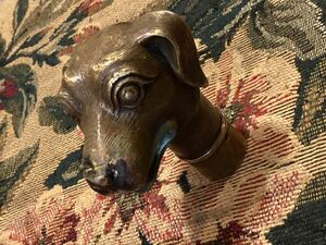 アンティーク　ブロンズ　ステッキトップ　犬　杖頭　イギリス製　フランス製　西洋彫刻　時代物