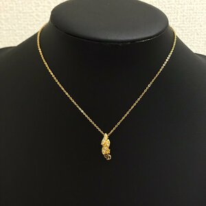 中古品 ChristianDior クリスチャン・ディオール ネックレス アクセサリー GP ラインストーン付き 2石欠落 質屋出品