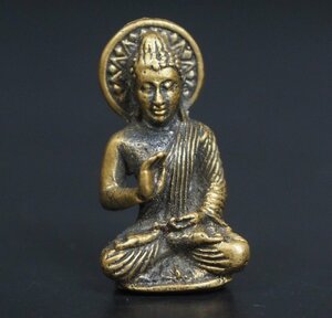 【金富士】細密　銅製豆仏　仏像　 懐中仏　携帯守り　2.5ｃｍ　仏教美術　④検/茶托茶壺古錫玉川堂高岡佐渡銅器龍文堂亀文堂江中国古玩骨