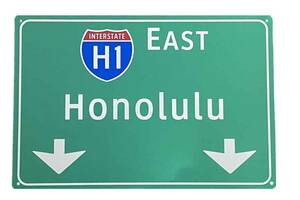 【送料無料】ハワイ H-1 ホノルル アメリカの高速道路の標識 トラフィックサイン メタルサイン 看板