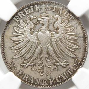 1861年 MS65 グルデン 銀貨 ドイツ フランクフルト NGC 鑑定 完全未使用 UNC GULDEN 双頭の鷲 帝国 コイン シルバー
