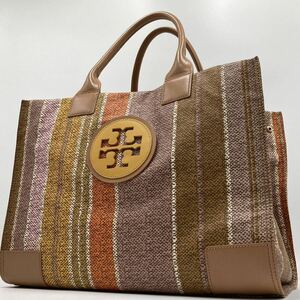 1円【入手困難品】トリーバーチTORY BURCH メンズ ビジネス トートバッグ ハンドバッグ A4 肩掛け デカロゴ 総柄 レザー エラ 大容量