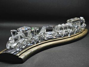 4-194-60　スワロフスキー SWAROVSKI 蒸気機関車 列車 オブジェ 6点＋レール付きセット★ 置物 オブジェ インテリア レール付き