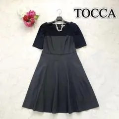 美品☆TOCCA トッカ【大きいサイズ】配色ワンピース　ロゴプレート　グレー　6