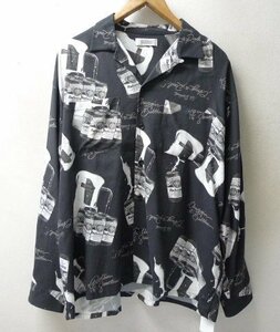 ◆RADIALL ラディアル 新品 22ss CRAGER - OPEN COLLARED SHIRT L/S バドワイザー アロハオープンカラー シャツ 黒 サイズL