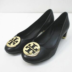 トリーバーチ TORY BURCH パンプス ゴールドプレート 50008625 5.5 ブラック 黒系 レザー レディース