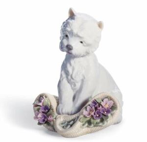 【未使用品】LLADRO リヤドロ フィギュリン 陶器人形 犬 花 playful character dog いたずらっ子 ヨーキー ヨークシャーテリア 01008207