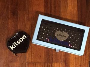 外箱付き Kitson キットソン 長財布 ハートプレート ハート型コインケース ブラック 黒 おまけ付き