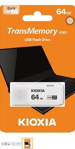 Kioxia U301 TransMemory 64GB USB3.2 Gen 1 Flash Drive Portable Data Disk USB Stick White LU301W064GG4