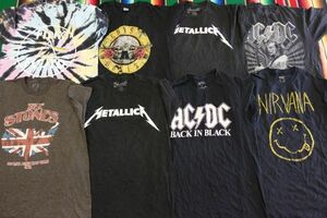 TS-BND12 バンドTシャツ プリント ACDC ニルヴァーナ メタリカ￥1～US古着卸大量セット業者まとめ売り