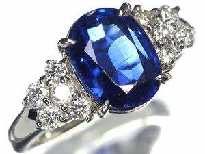 KM11538S【1円～】新品【RK宝石】《Kyanite》極上ブルーカラー!! 極上カイヤナイト 大粒3.33ct 極上ダイヤモンド Pt900 高級リング ダイヤ
