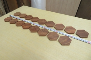 【NO.509】オークション1円スタート　パーロッサ　六角形　80.9×70×9㎜　17枚set　完全乾燥材　銘木　天然木